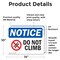 Signmission Do Not Climb Sign With Symbol, 14 in W x Rectangle, Vinyl Decal OS-2PACK-NS-D-1014-L-11119 - alternate 6